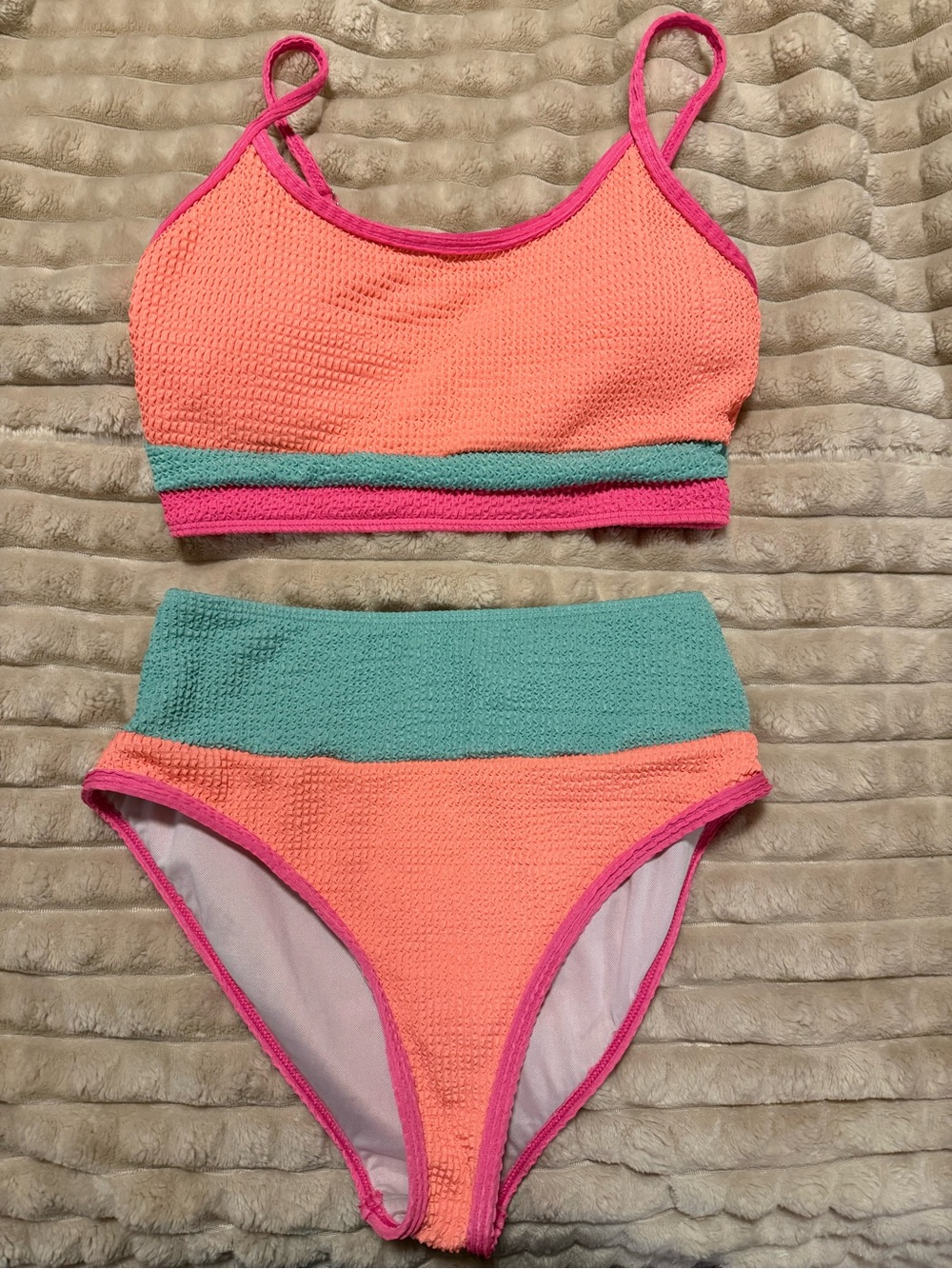 Pink Lily Neon Colorblock Swimsuit